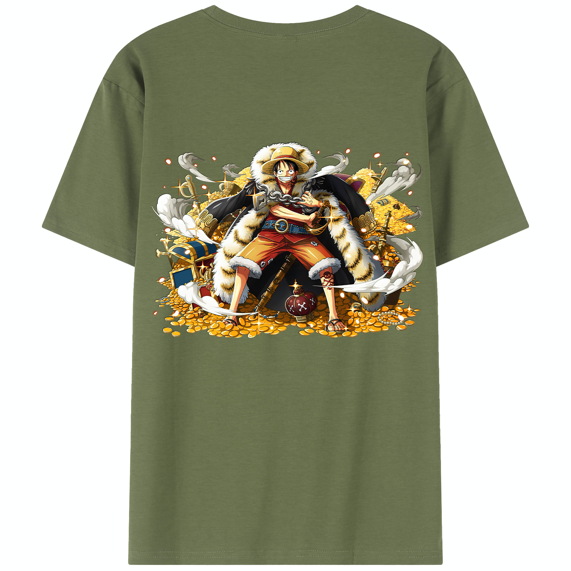 ワンピース モンキー・D・ルフィ ONE PIECE Monkey D. Luffy 綿100％半袖Tシャツ（背面プリント）